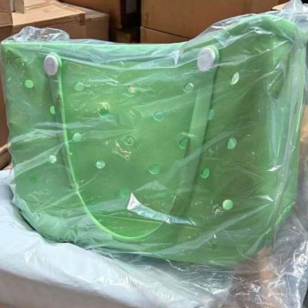 NEW lime bright green Rubber Beach Tote for Women Shopping, Travel, & Sports